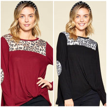 Leopard & Knot Top- Black or Burgundy