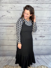 Black Houndstooth Mesh Layering Style Top