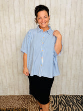 Rylee Cornflower Blue & White Striped Top