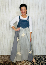 Stripes & Patchwork with Lace Appliqué Overall/Jumper Dress