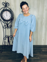 Mandy Pinstripe & Bow Dress- Chambray