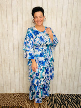 Juliet Ruffle Dress-Blue Floral