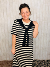 Heather Black & Tan Midi Dress