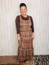 Brown Plaid Ribbed Jumper