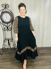Michella High Low Dress-Black & Leopard
