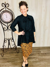 Stephanie Black Textured & Bow Tunic