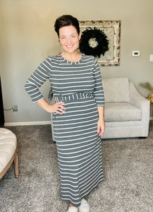 Ribbed Lounge Dress- Charcoal