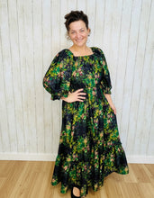Lovely In Black & Floral- Modest Square Neckline Dress