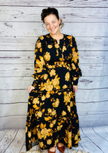 Natasha Smocked Waist Dress- Black Floral