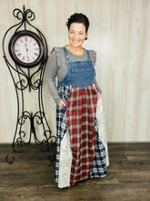 Patchwork & Lace Print Overall/Jumper Dress