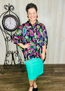 Satin & Paisley Dolman Style Blouse