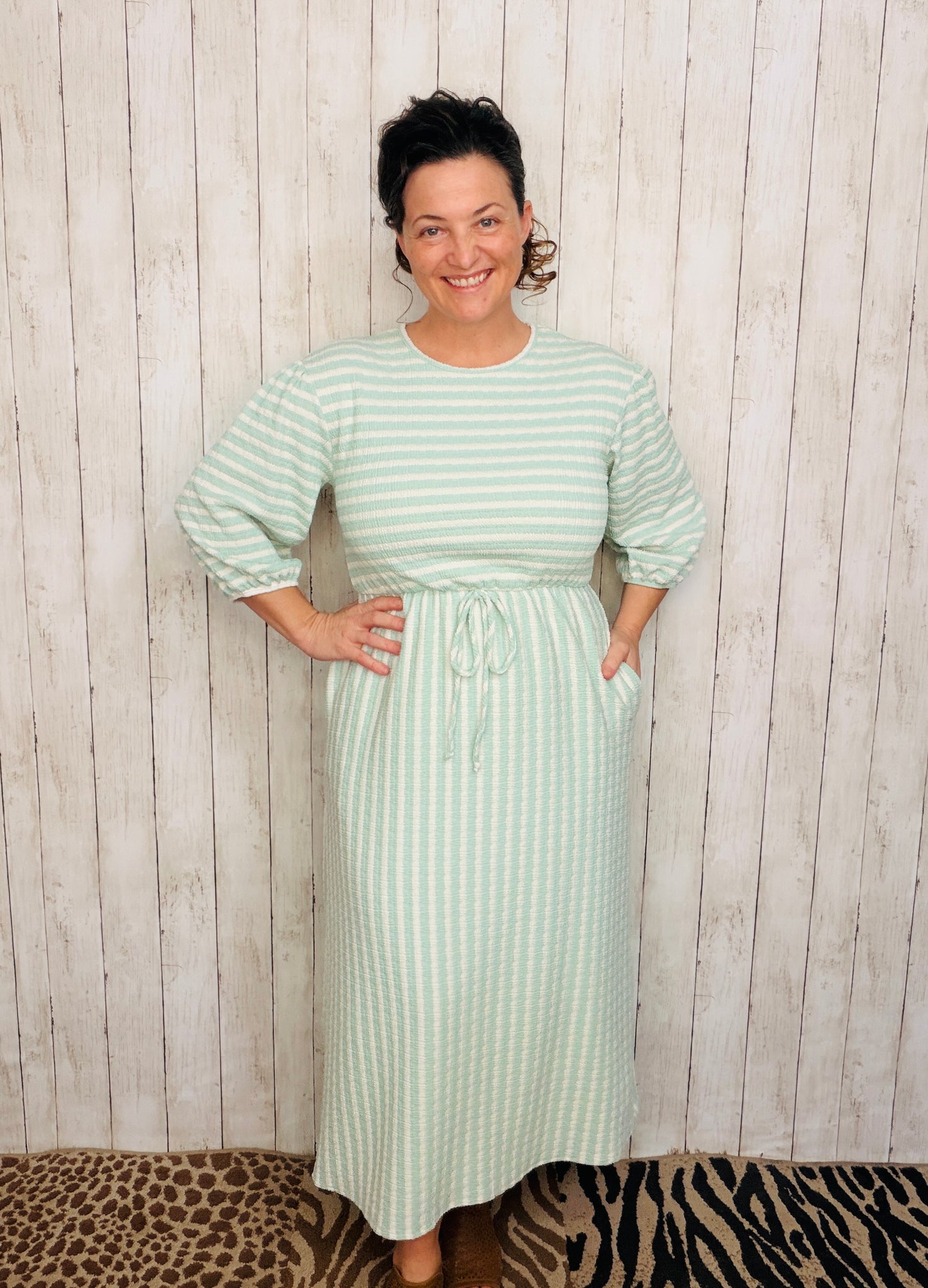 ribbed lounge dress Ribbed Knit Tie-Back Lounge Dress Padma X Bare Necessities in Hazel