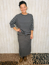 Marissa Ribbed Top- Brown & Blue Stripes