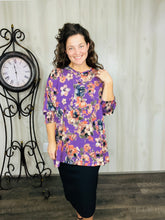 Purple & Floral Poncho Style Tunic