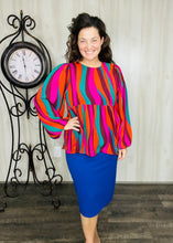 Colors of Fall Striped Peplum Top