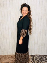 Black & Leopard Textured Dress