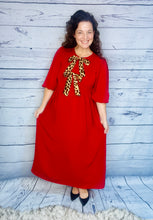 Sonja Leopard Bow Dress-Red