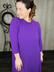 Valerie Textured Ruffle Hem Dress- Purple