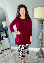 Maggie Double Ruffle High-Low Tunic-Burgundy