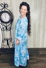 Clara Blue Peony Dress