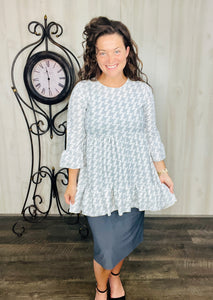 Houndstooth Ruffle Tunic