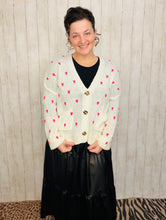 Adorable Hearts Cardigan Sweater- Black or Cream