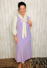 Becky Bow & Honeycomb Dress- Lilac & Ivory