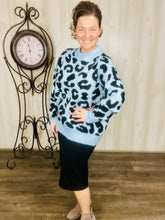 Blue & Leopard Print Sweater