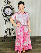 Metallic Short Sleeve Buttons Shirt-Pink or Rose Red