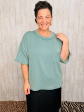 Ribbed Oversized Top-Jade