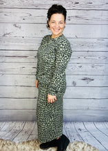 Candice Ribbed Skirt- Olive Animal Print