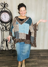 Teal Animal Print Poncho