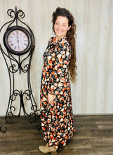 Kaylee Collared Black & Floral Dress