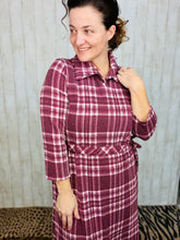 Adorable In Plaid Lounge Dress-Burgundy Plaid