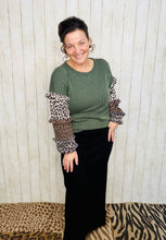 Isabella Ribbed Leopard & Olive Top