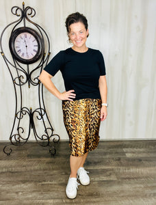 Missy Brown Animal Print Swim/Active Skirt 26” (Hidden Shorts)