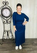 Ribbed Lounge Dress- Navy