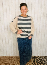 Tessa Bold Stripes Stone/Charcoal Top