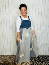 Stripes & Patchwork with Lace Appliqué Overall/Jumper Dress