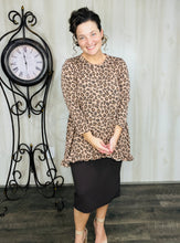 Samantha Ruffle High Low Tunic-Ribbed Mocha Animal Print