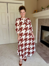 Power On The Day Dress-Brown Houndstooth