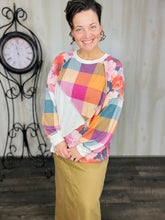 Tammie Raglan Plaid & Floral Pullover