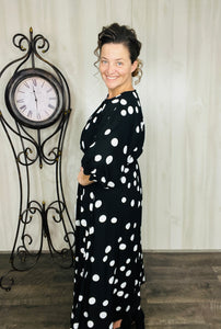Julia Black & White Polkadot Midi Dress