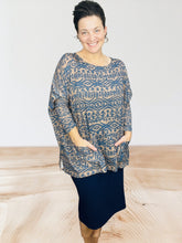 Brown & Navy Aztec Poncho