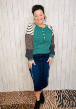 Gina Leopard & Stripes Ribbed Top