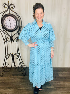 Vintage & Polkadot Dress- Blue or Mauve