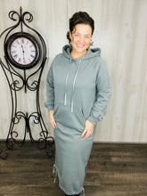 Midi Style Sweatshirt Dress- Gray