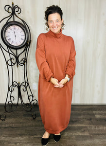 Fabulous Fall Sweatshirt Dress-Copper Bronze