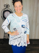 Samantha Ruffle High Low Tunic-Newspaper Print