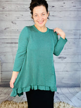 Samantha Ruffle High Low Tunic-Ribbed Green